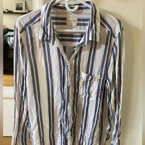 American Eagle Striped Button Down Chiffon Shirt